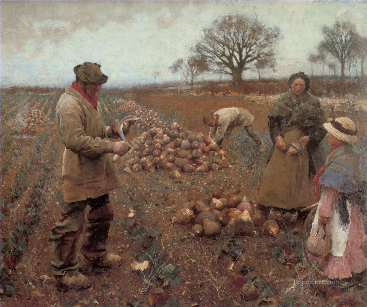 Winter Work modern peasants impressionist Sir George Clausen Oil Paintings